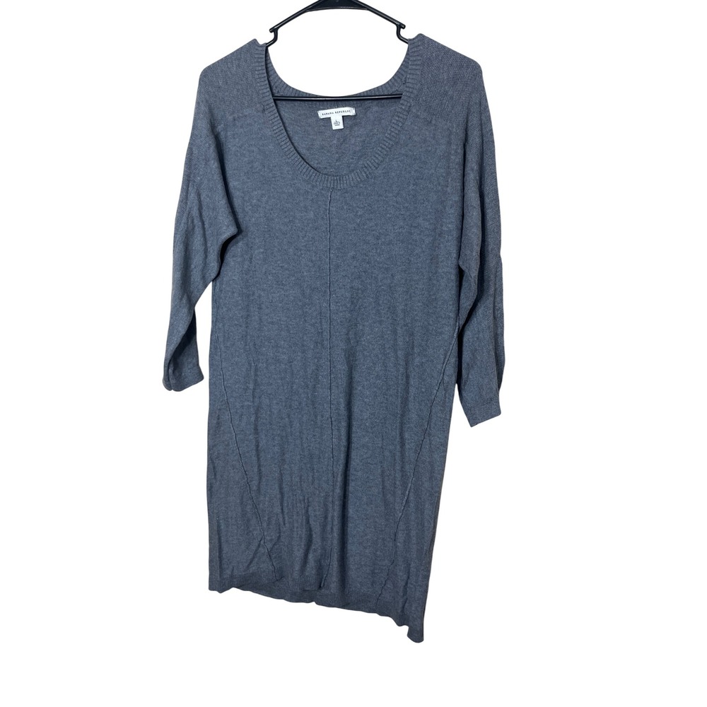 Banana‎ Republic Sweater Dress Large Gray Pima Cotton Wool Blend